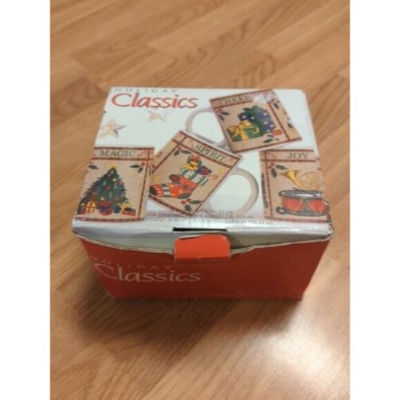 Signature Holiday Classics Ceramic Mugs Cups 79250 Under The Tree Set of 4 - Picture 2 of 11
